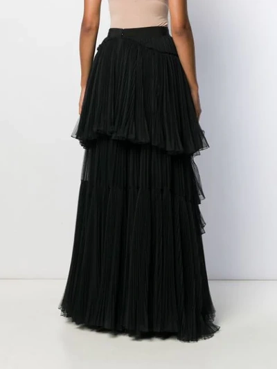 Alberta Ferretti Ruffled Trim Skirt In Black