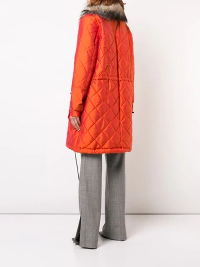 Shop Nicole Miller Puffer Coat In Orange
