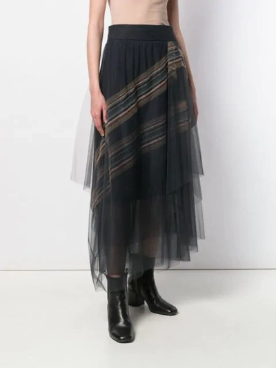 Shop Brunello Cucinelli Layered Skirt In Grey