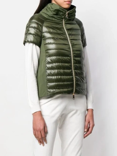Shop Herno Short Sleeve Padded Jacket In Green