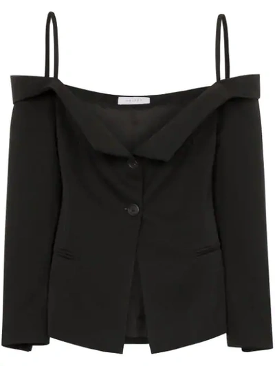 Shop Delada Off-the-shoulder Blazer Top In Black