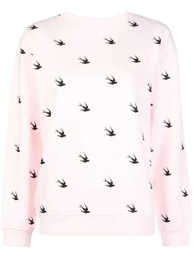 Shop Mcq By Alexander Mcqueen Mcq Alexander Mcqueen Swallow Print Sweatshirt - Pink