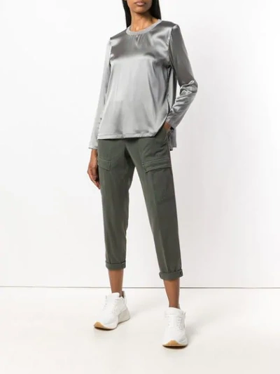 Shop Peserico Cropped Cargo Trousers - Green