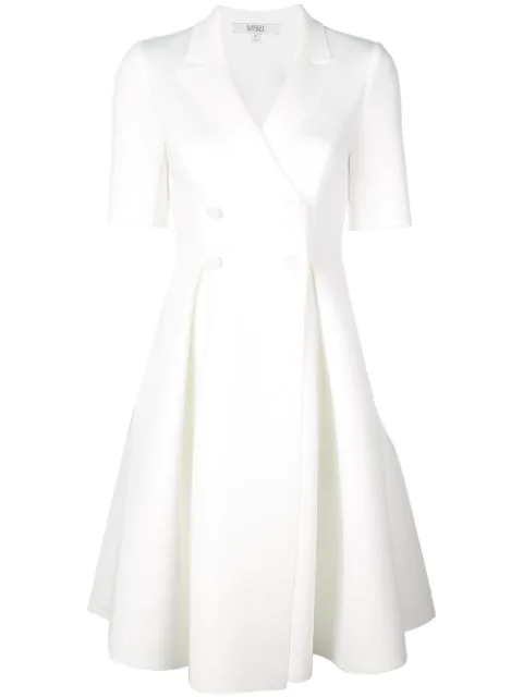 white fit and flare cocktail dress