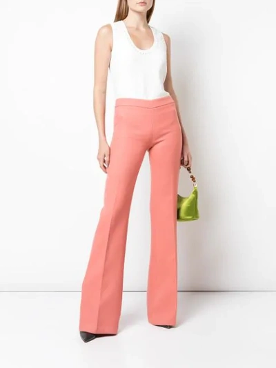 Shop Giambattista Valli Flared Mid-rise Trousers In Red