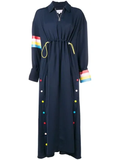 Shop Mira Mikati Rainbow Trim Dress In Blue