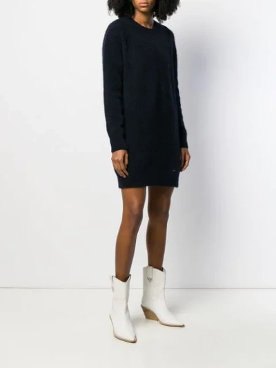 Shop Dsquared2 Fuzzy Knit Jumper Dress In Blue