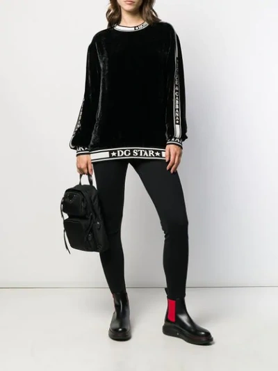 Shop Dolce & Gabbana Dg Star Trim Sweatshirt In Black
