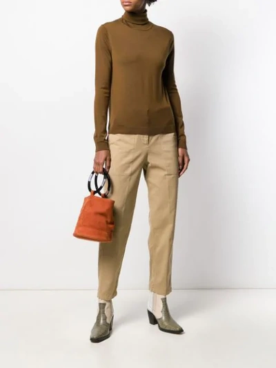 Shop Aspesi Turtleneck Fine Knit Jumper In Brown