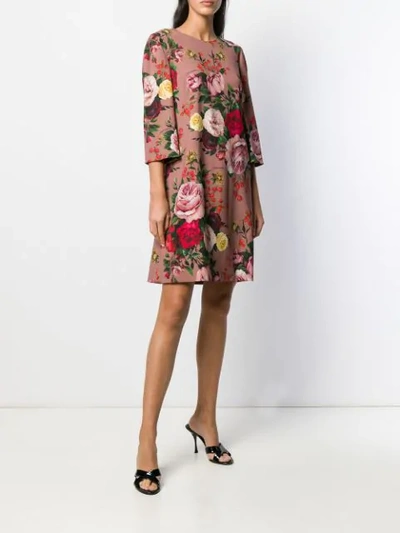 Shop Dolce & Gabbana Floral Print Shift Dress In Pink