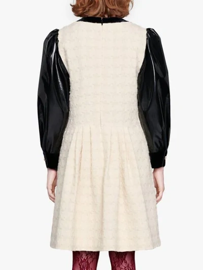 Shop Gucci Vinyl-sleeve Flared Mini Dress In White