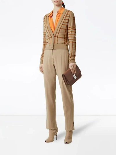 Shop Burberry Jacquard-cardigan Mit V-ausschnitt In Neutrals