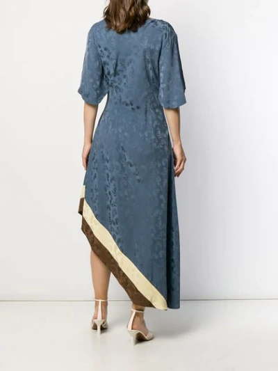 Shop Loewe Jacquard Asymmetric Dress In Blue