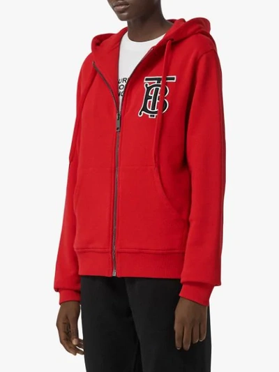 Shop Burberry Monogram Motif Cotton Oversized Hooded Top In Red