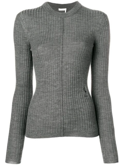 Shop Chloé Ribbed Sweater In Grey