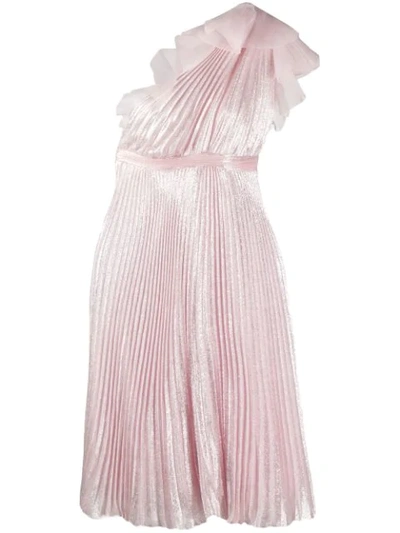 Shop Giambattista Valli Pleated One Shoulder Dress In 9472 Pink