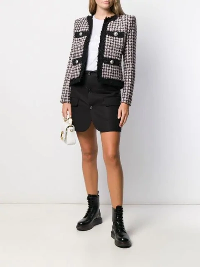 Shop Balmain Tweed Houndstooth Jacket In Black