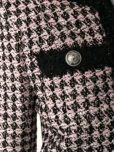 Shop Balmain Tweed Houndstooth Jacket In Black