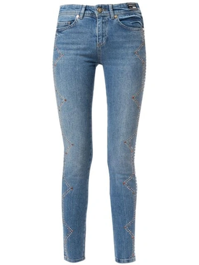 Shop Versace Jeans Crystal-embellished Skinny Jeans In Blue