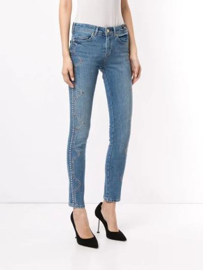 Shop Versace Jeans Crystal-embellished Skinny Jeans In Blue