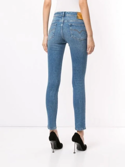 Shop Versace Jeans Crystal-embellished Skinny Jeans In Blue