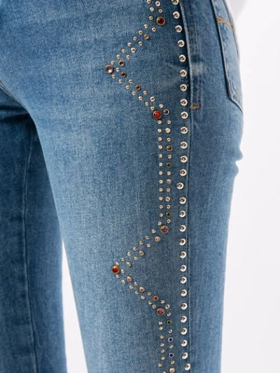 Shop Versace Jeans Crystal-embellished Skinny Jeans In Blue
