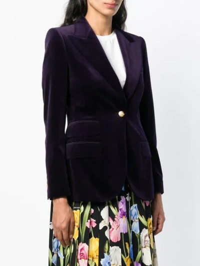 Shop Dolce & Gabbana Peaked Lapel Blazer In Purple