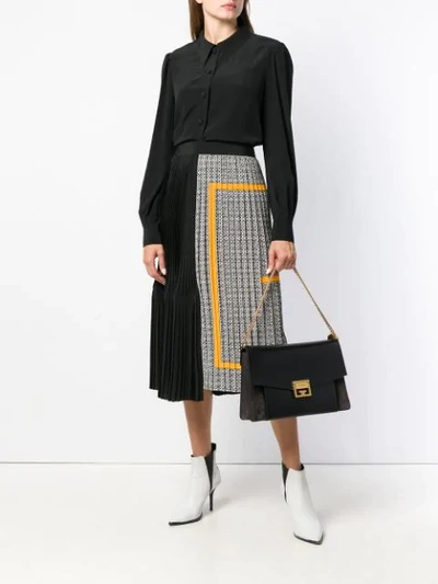 Shop Givenchy Monogram Pleated Skirt In Black