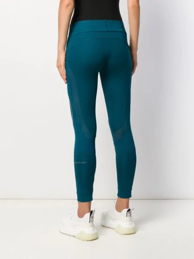 Shop Adidas By Stella Mccartney Printed Logo Leggings In Blue