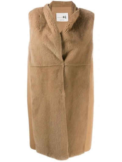 Shop Manzoni 24 Midi Fur Waistcoat In Brown