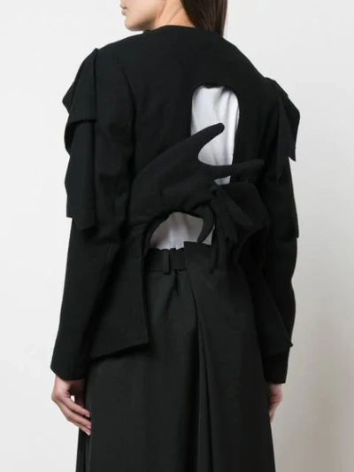 Shop Yohji Yamamoto 'hand' Open-back Cape In Black