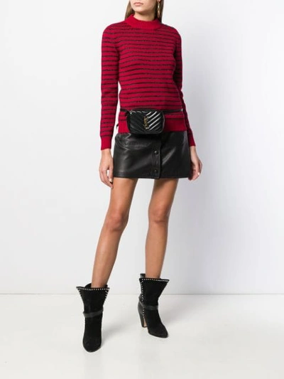 Shop Saint Laurent Striped Knitted Jumper In Red