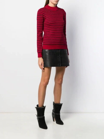 Saint Laurent Striped Knitted Jumper In Red