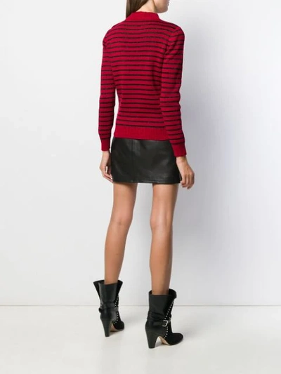 Saint Laurent Striped Knitted Jumper In Red