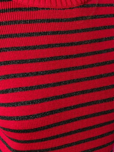 Shop Saint Laurent Striped Knitted Jumper In Red