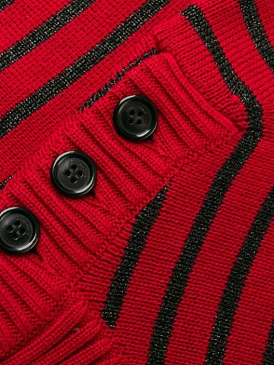 Shop Saint Laurent Striped Knitted Jumper In Red