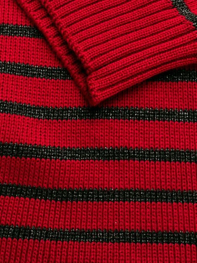 Saint Laurent Striped Knitted Jumper In Red