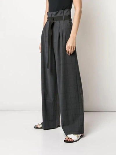 Shop Tibi Windowpane Stella Trousers In Grey
