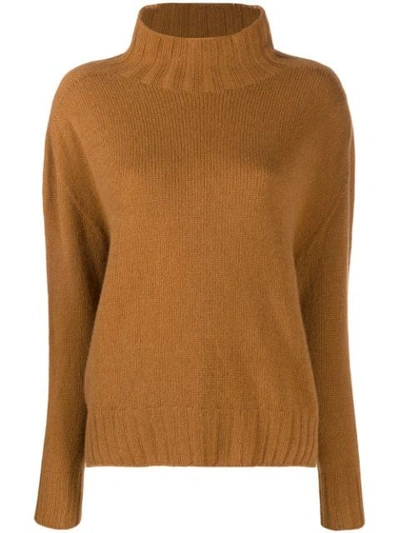 Shop Aragona Turtle Neck Jumper In Brown