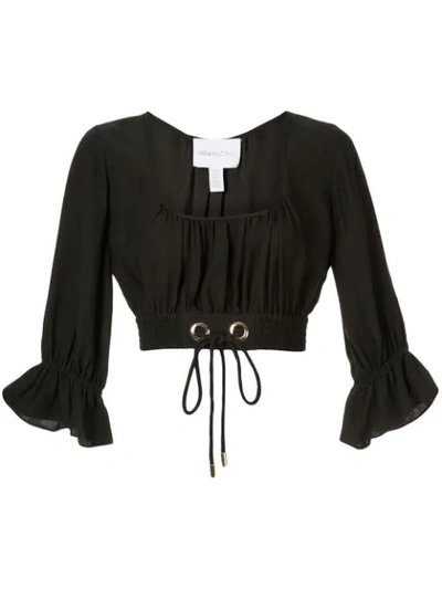 Shop Alice Mccall Gathered Cropped Blouse In Black