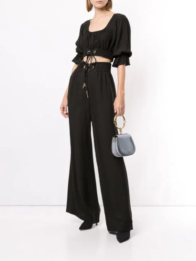 Shop Alice Mccall Gathered Cropped Blouse In Black