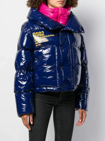 Shop Dsquared2 Two Tone Padded Jacket In Blue