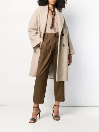 Shop Brunello Cucinelli Cocoon Coat In Neutrals