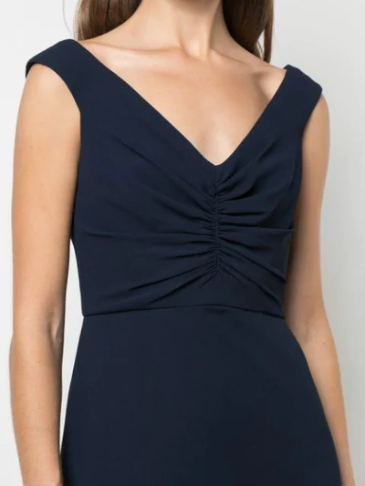 Shop Amsale V-neck Evening Gown In Blue