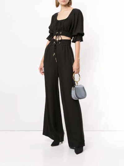 Shop Alice Mccall Gathered Palazzo Trousers In Black