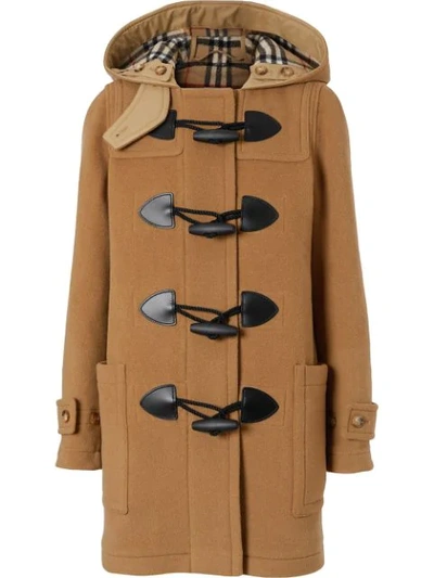 Shop Burberry Hooded Duffle Coat In Neutrals