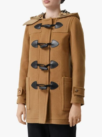 Shop Burberry Hooded Duffle Coat In Neutrals
