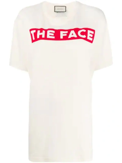 Shop Gucci The Face Print T-shirt In Neutrals