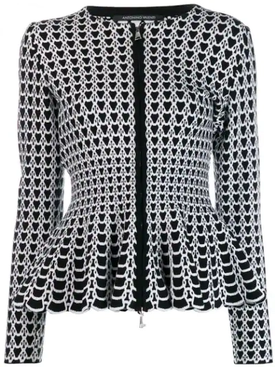 Shop Antonino Valenti Peplum Waist Jacket In 69 Black White