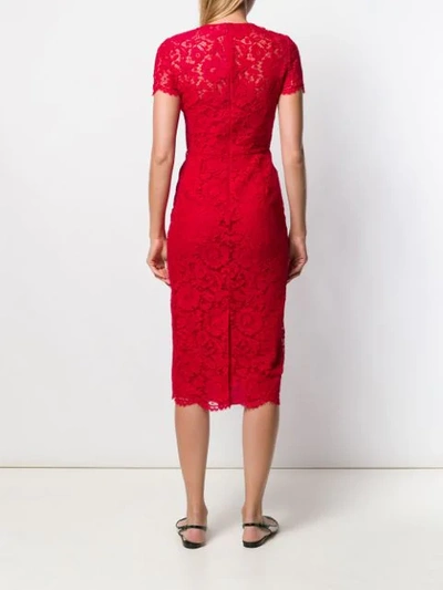 Shop Valentino Lace Overlay Dress In Red